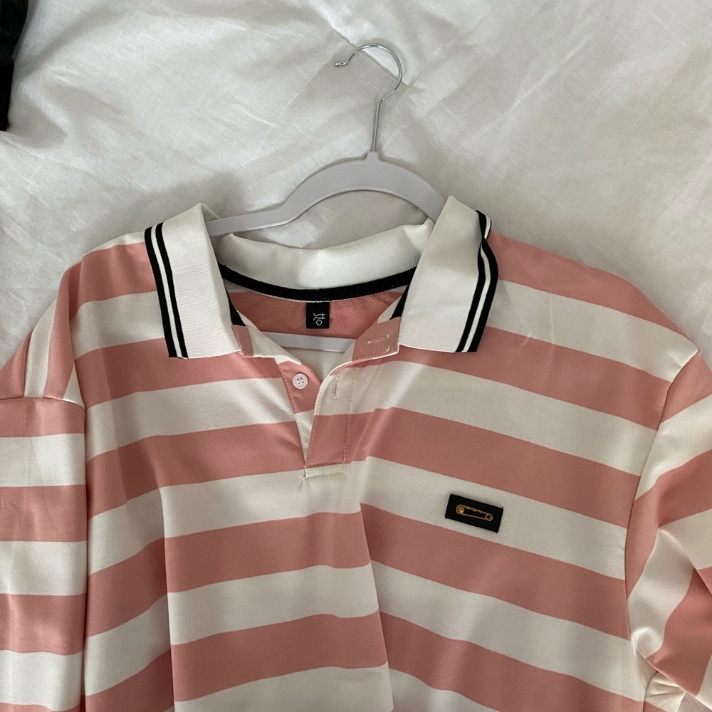 cute pink and white striped long sleeve